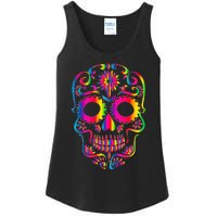 Bright Rainbow Sugar Skull Day Of The Dead Ladies Essential Tank