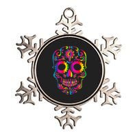 Bright Rainbow Sugar Skull Day Of The Dead Metallic Star Ornament