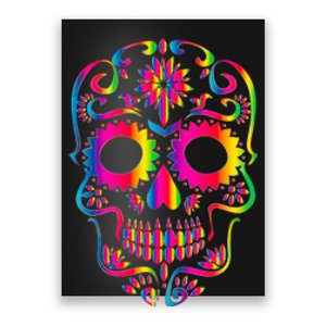 Bright Rainbow Sugar Skull Day Of The Dead Poster