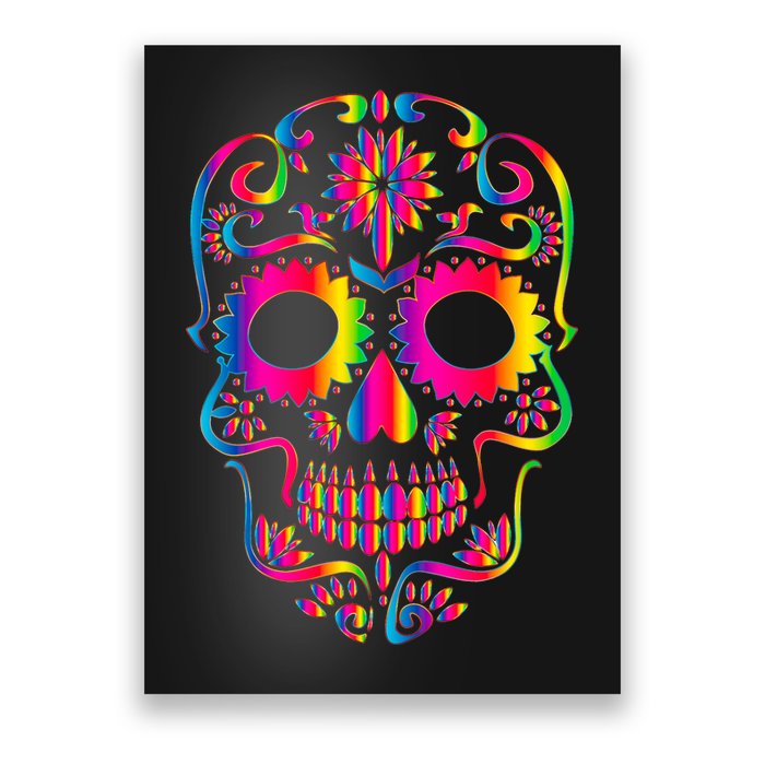 Bright Rainbow Sugar Skull Day Of The Dead Poster