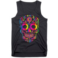Bright Rainbow Sugar Skull Day Of The Dead Tank Top