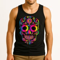 Bright Rainbow Sugar Skull Day Of The Dead Tank Top