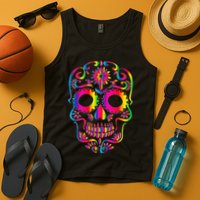 Bright Rainbow Sugar Skull Day Of The Dead Tank Top