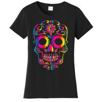 Bright Rainbow Sugar Skull Day Of The Dead Women's T-Shirt