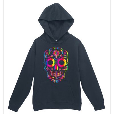 Bright Rainbow Sugar Skull Day Of The Dead Urban Pullover Hoodie