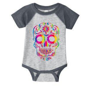 Bright Rainbow Sugar Skull Day Of The Dead Infant Baby Jersey Bodysuit