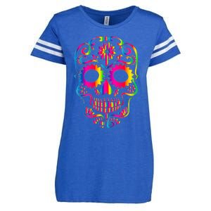 Bright Rainbow Sugar Skull Day Of The Dead Enza Ladies Jersey Football T-Shirt