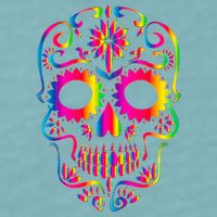 Bright Rainbow Sugar Skull Day Of The Dead Sueded Cloud Jersey T-Shirt