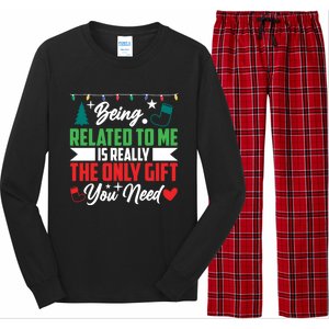 Being Related To Me Funny Christmas Family Gift Long Sleeve Pajama Set