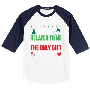 Being Related To Me Funny Christmas Family Gift Baseball Sleeve Shirt