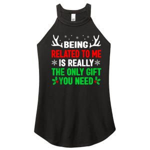 Being Related To Me Funny Christmas Women Women's Perfect Tri Rocker Tank