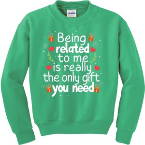 Being Related To Me Funny Christmas Family Xmas Pajamas Kids Sweatshirt