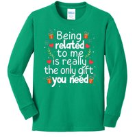 Being Related To Me Funny Christmas Family Xmas Pajamas Kids Long Sleeve Shirt