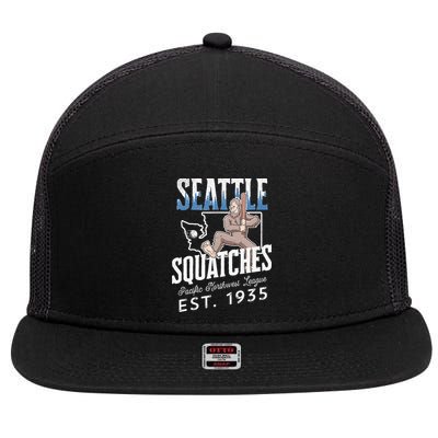 Bigfoot Research Team Retro baseball Sasquatch 7 Panel Mesh Trucker Snapback Hat