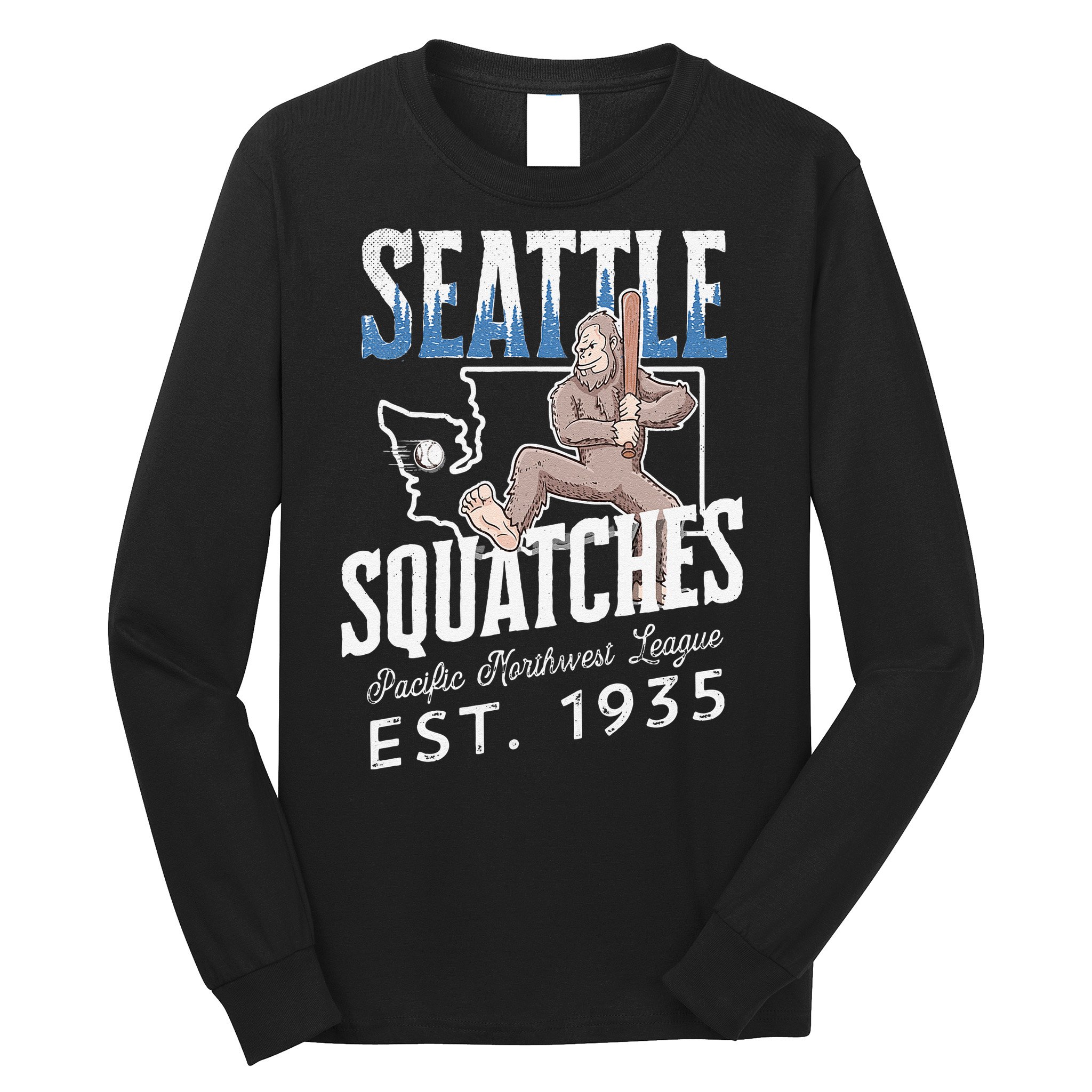 Bigfoot Research Team Retro baseball Sasquatch Long Sleeve Shirt