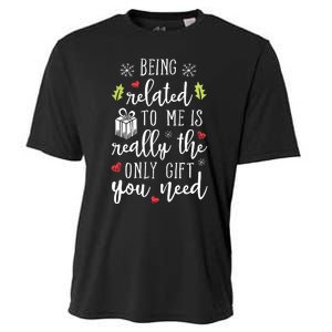 Being Related To Me Funny Christmas Family Xmas Pajamas Gift Short Sleeve Cooling Performance Crew T-Shirt