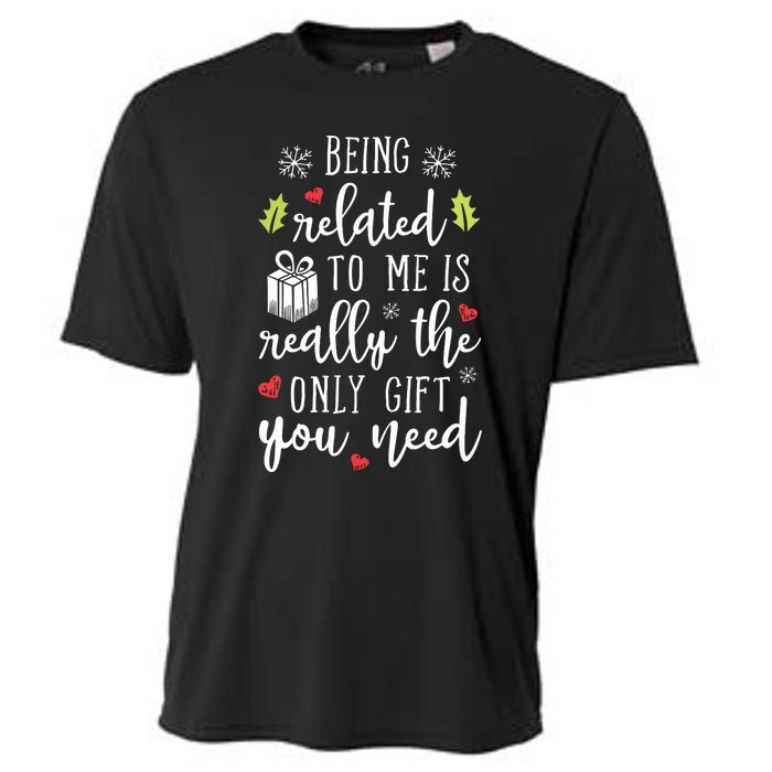 Being Related To Me Funny Christmas Family Xmas Pajamas Gift Short Sleeve Cooling Performance Crew T-Shirt