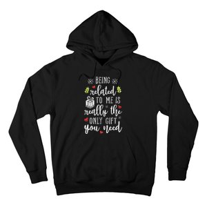 Being Related To Me Funny Christmas Family Xmas Pajamas Gift Short Sleeve Hoodie