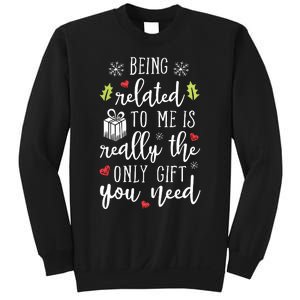 Being Related To Me Funny Christmas Family Xmas Pajamas Gift Short Sleeve Sweatshirt