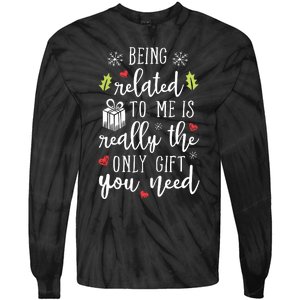 Being Related To Me Funny Christmas Family Xmas Pajamas Gift Short Sleeve Tie-Dye Long Sleeve Shirt