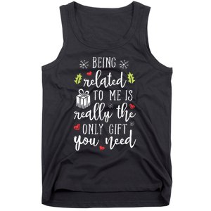 Being Related To Me Funny Christmas Family Xmas Pajamas Gift Short Sleeve Tank Top