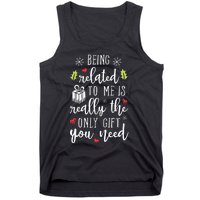 Being Related To Me Funny Christmas Family Xmas Pajamas Gift Short Sleeve Tank Top