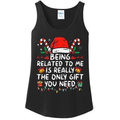 Being Related To Me Funny Christmas Family Xmas Pajamas  Ladies Essential Tank