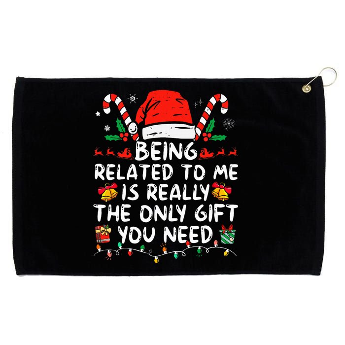 Being Related To Me Funny Christmas Family Xmas Pajamas  Grommeted Golf Towel