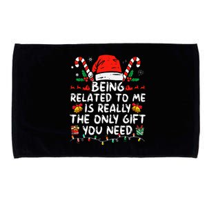 Being Related To Me Funny Christmas Family Xmas Pajamas  Microfiber Hand Towel