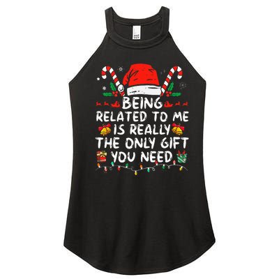 Being Related To Me Funny Christmas Family Xmas Pajamas  Women’s Perfect Tri Rocker Tank