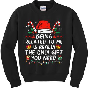 Being Related To Me Funny Christmas Family Xmas Pajamas  Kids Sweatshirt