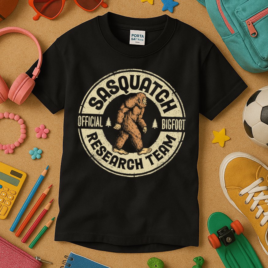 Bigfoot Research Team Retro Vintage Sasquatch Men Women Kids T-Shirt