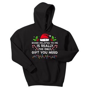 Being Related To Me Funny Christmas Family Xmas Pajamas Kids Hoodie