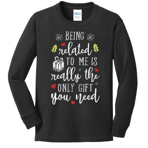 Being Related To Me Funny Christmas Family Xmas Pajamas Gift Kids Long Sleeve Shirt