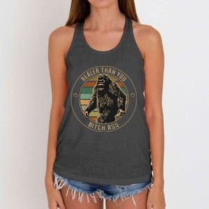 Bigfoot Realer Than Your Bitch Ass Sasquatch Women's Knotted Racerback Tank