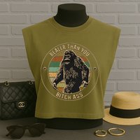 Bigfoot Realer Than Your Bitch Ass Sasquatch Garment-Dyed Women's Muscle Tee