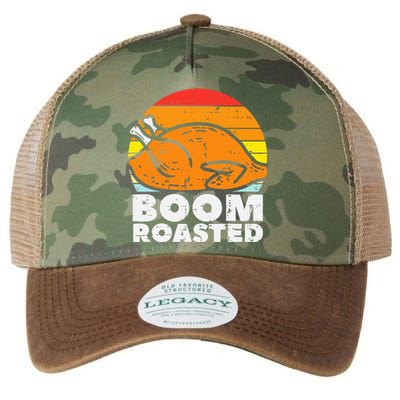 Boom Roasted Turkey Sunset Retro Thanksgiving Legacy Tie Dye Trucker Hat