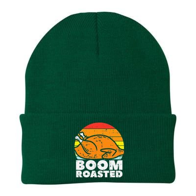 Boom Roasted Turkey Sunset Retro Thanksgiving Knit Cap Winter Beanie