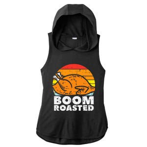 Boom Roasted Turkey Sunset Retro Thanksgiving Ladies PosiCharge Tri-Blend Wicking Draft Hoodie Tank