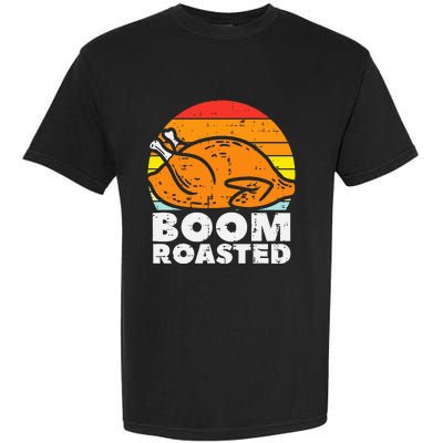 Boom Roasted Turkey Sunset Retro Thanksgiving Garment-Dyed Heavyweight T-Shirt