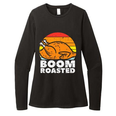 Boom Roasted Turkey Sunset Retro Thanksgiving Womens CVC Long Sleeve Shirt