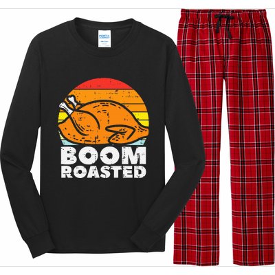 Boom Roasted Turkey Sunset Retro Thanksgiving Long Sleeve Pajama Set