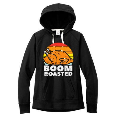 Boom Roasted Turkey Sunset Retro Thanksgiving Women's Fleece Hoodie