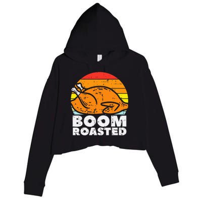 Boom Roasted Turkey Sunset Retro Thanksgiving Crop Fleece Hoodie