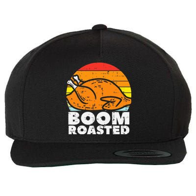 Boom Roasted Turkey Sunset Retro Thanksgiving Wool Snapback Cap