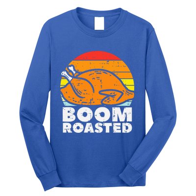 Boom Roasted Turkey Sunset Retro Thanksgiving Long Sleeve Shirt