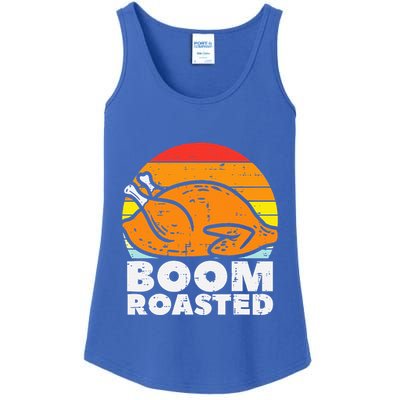 Boom Roasted Turkey Sunset Retro Thanksgiving Ladies Essential Tank