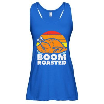 Boom Roasted Turkey Sunset Retro Thanksgiving Ladies Essential Flowy Tank