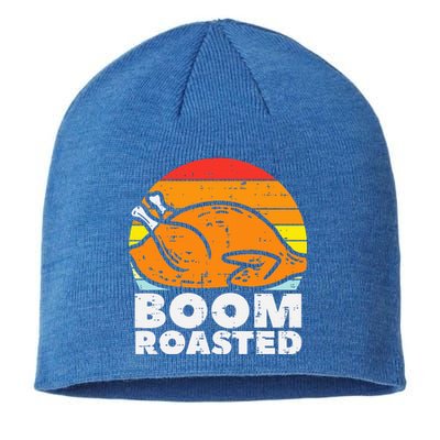 Boom Roasted Turkey Sunset Retro Thanksgiving Sustainable Beanie