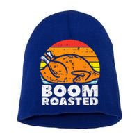 Boom Roasted Turkey Sunset Retro Thanksgiving Short Acrylic Beanie